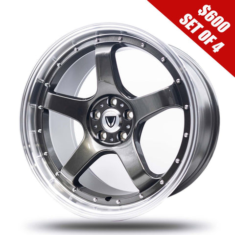 Vulcan Wheels GR5 GUNMETAL & MACHINED LIP |18x9.5+35 | 5x114.3